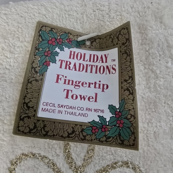 VTG Christmas Holiday (2) Fringed Hand Guest Towel Bells 11" x 18" Fingertip - Picture 4 of 8